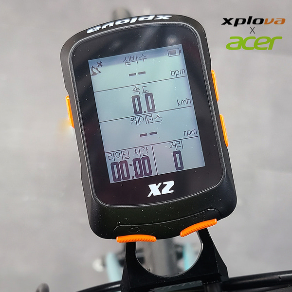 엑스플로바 X2 GPS 자전거 속도계 네비게이션 한글판 실내 트레이너 호환 40시간 고사양 배터리 가민 브라이튼